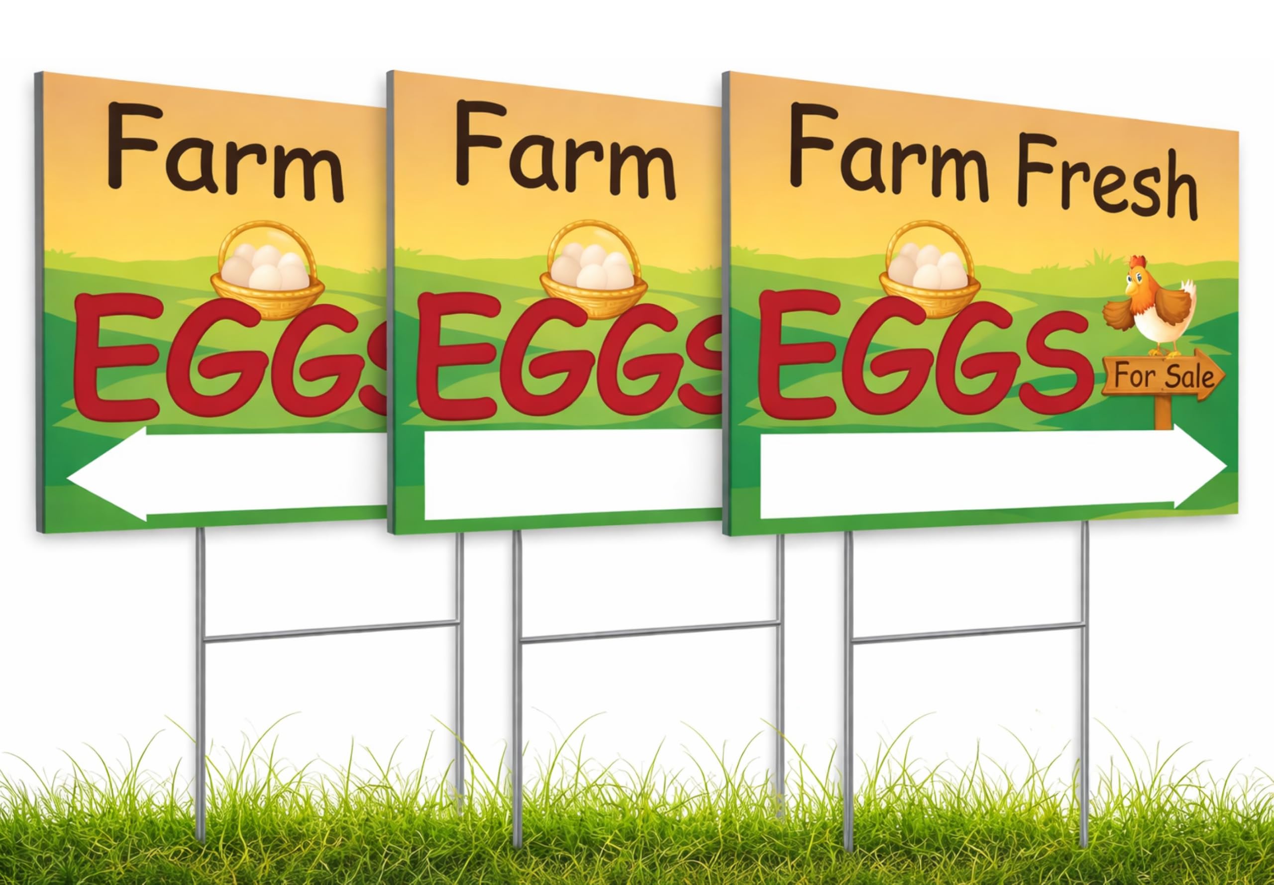 12x16 Inch 3X Double Sided Sign Plastic Fresh Eggs for Sale Sign - Fresh Chicken Eggs For Sale Sign With H-Stakes for Outside - Farm Fresh Eggs Sign for Outdoor and Indoor - Signs Chicken Coop Décor