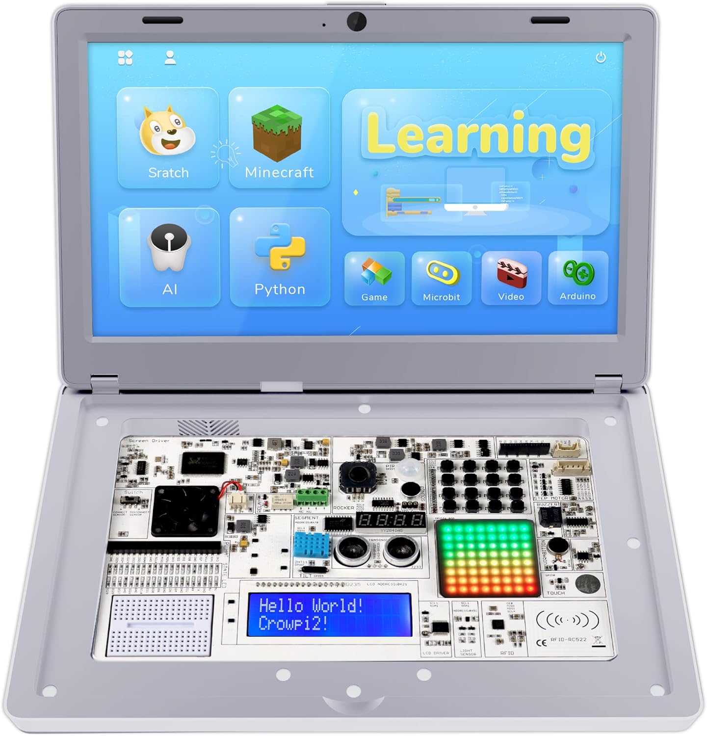 for Raspberry Pi 4 Programming Laptop, Crowpi2 Coding Learning Kit for ...