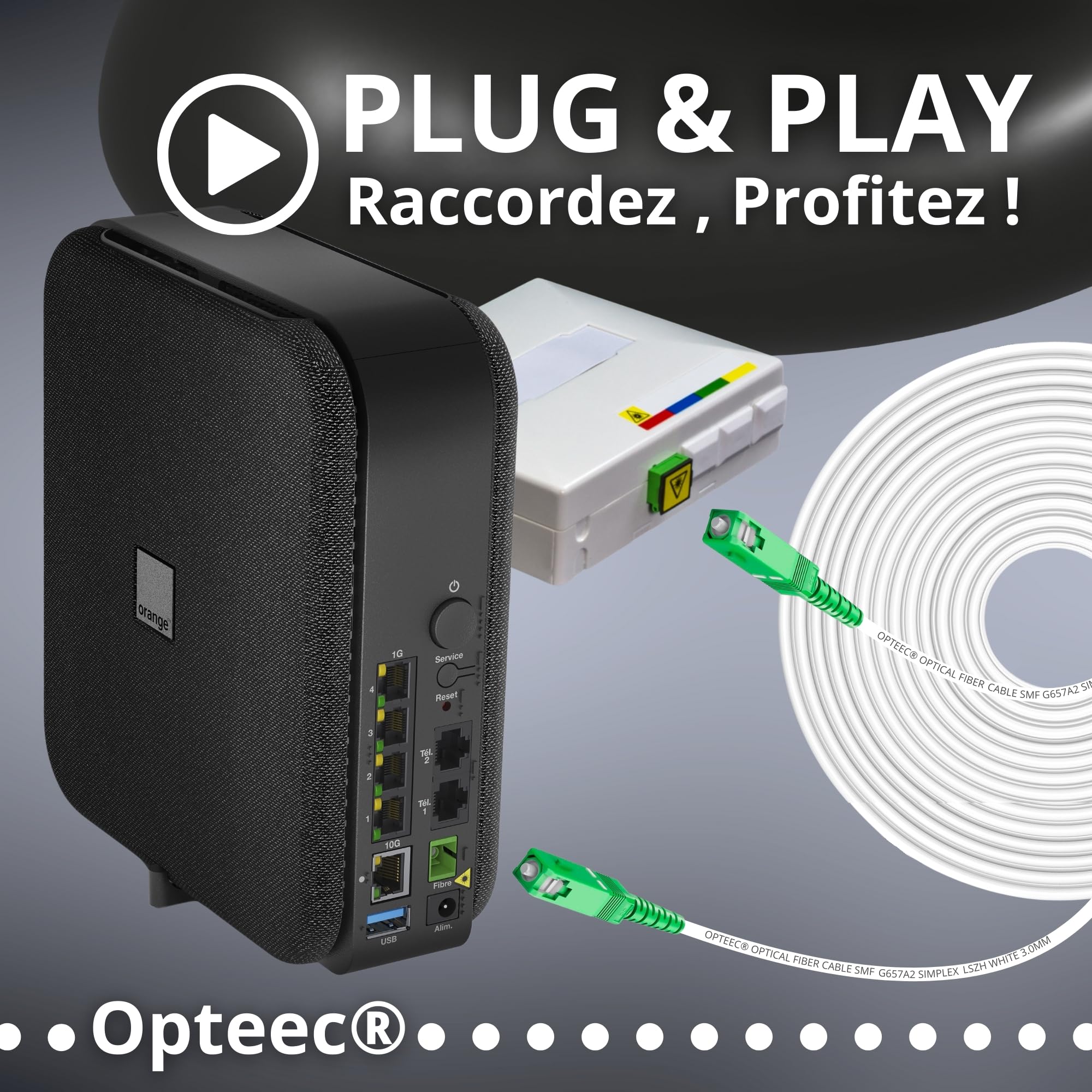 Câble Fibre Optique Blindé 5M SC-APC à SC-APC Renforcé Simplex Monomode Blanc