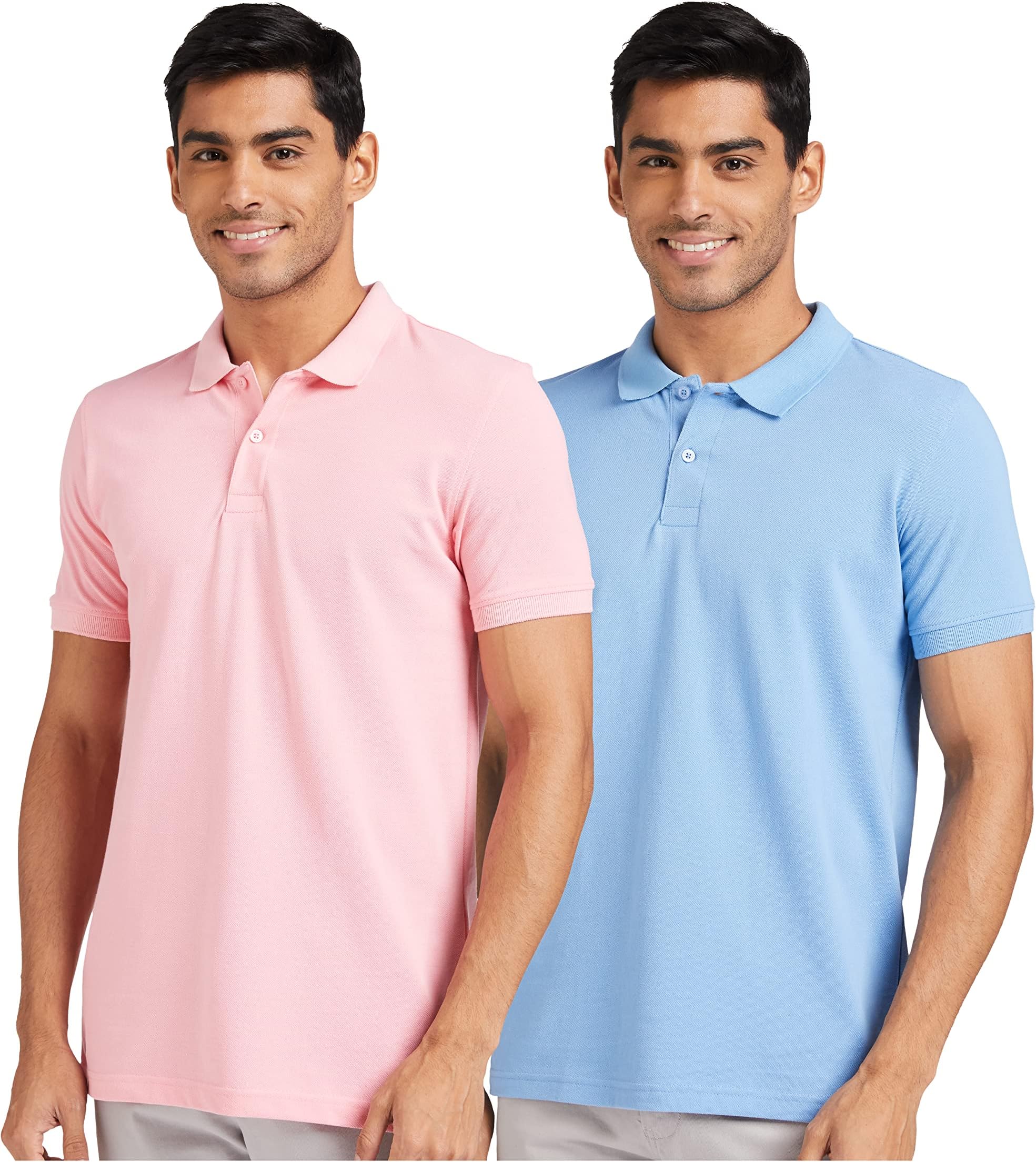Amazon Brand - SymbolMen's Solid Regular Fit Half Sleeve Polo (Combo Pack of 2)