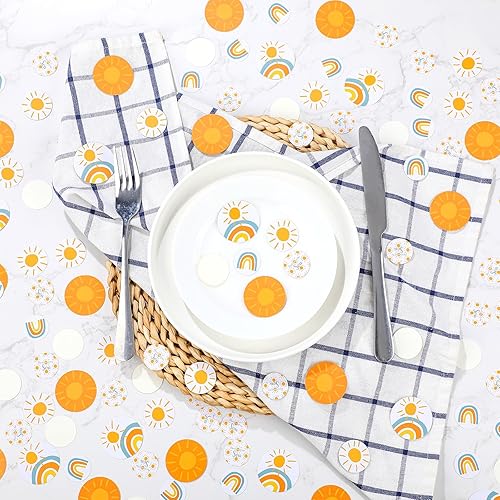 Miniatura 3 de Jenaai 400 piezas Here Comes The Son Baby Shower Confeti Boho Sunny Dots Confeti Boy Mesa de cumpleaños Papel disperso Sunshine Baby Shower