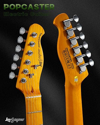 Miniatura 4 de Leo Jaymz ResonanceX Pro - Guitarra eléctrica en color brillante, cuerpo de caoba de alto brillo y cuello de arce duro, golpeador acrílico