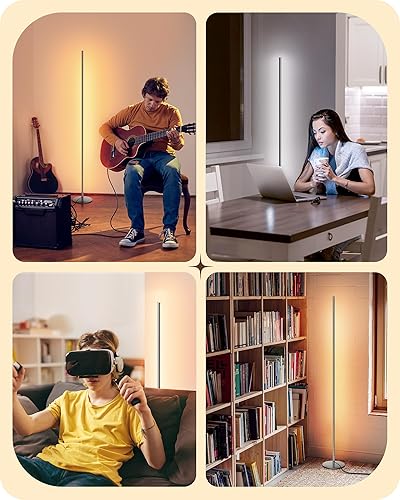 Miniatura 6 de EDISHINE Lámpara de pie LED de esquina, luz minimalista regulable con control remoto, lámparas de pie de 57.5 pulgadas de alto para sala de estar,