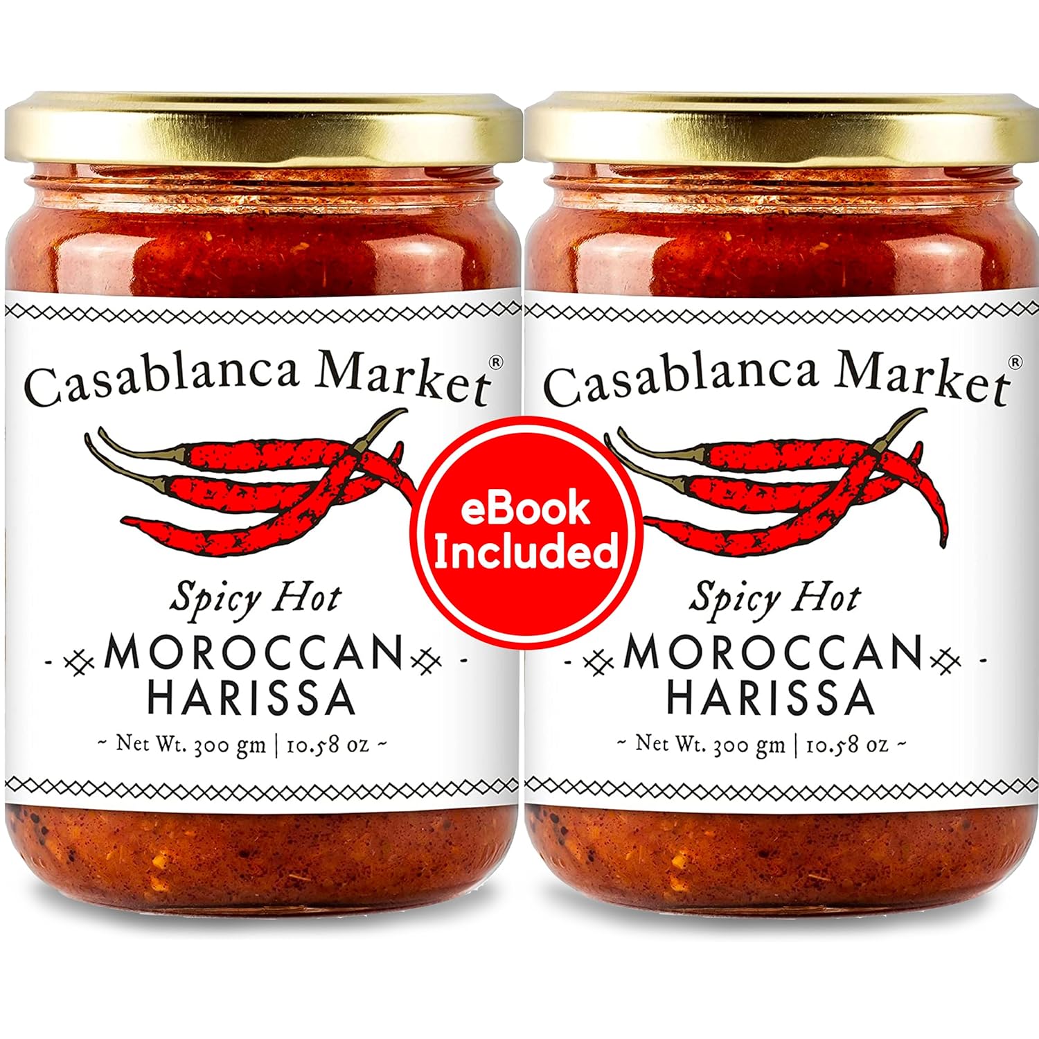 Casablanca Market Harissa Gourmet Hot Sauce –Harissa Sauce – Moroccan North African Spice Best Hot Sauce Gift Harissa Seasoning – Harissa Spice Red Hot Sauce – Harissa Paste Hot Sauces (10.5oz)
