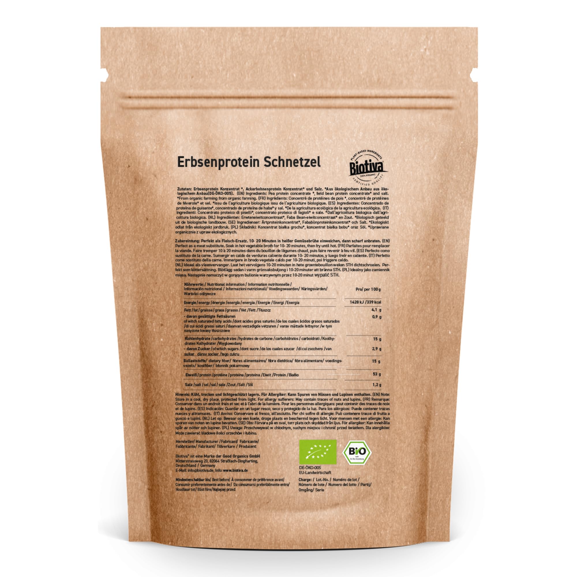 Biotiva Proteína de Guisante en tiras 400g Vegano Sustituto de la carne