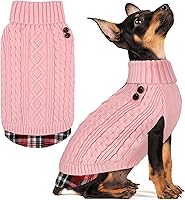 Vista 38 de KYEESE Suéter suave para perros pequeños, hembras, abrigado, de cuello alto, ropa elástica de punto para gatos, abrigo cómodo para mascotas