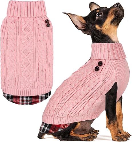 Miniatura 38 de KYEESE Suéter suave para perros pequeños, hembras, abrigado, de cuello alto, ropa elástica de punto para gatos, abrigo cómodo para mascotas