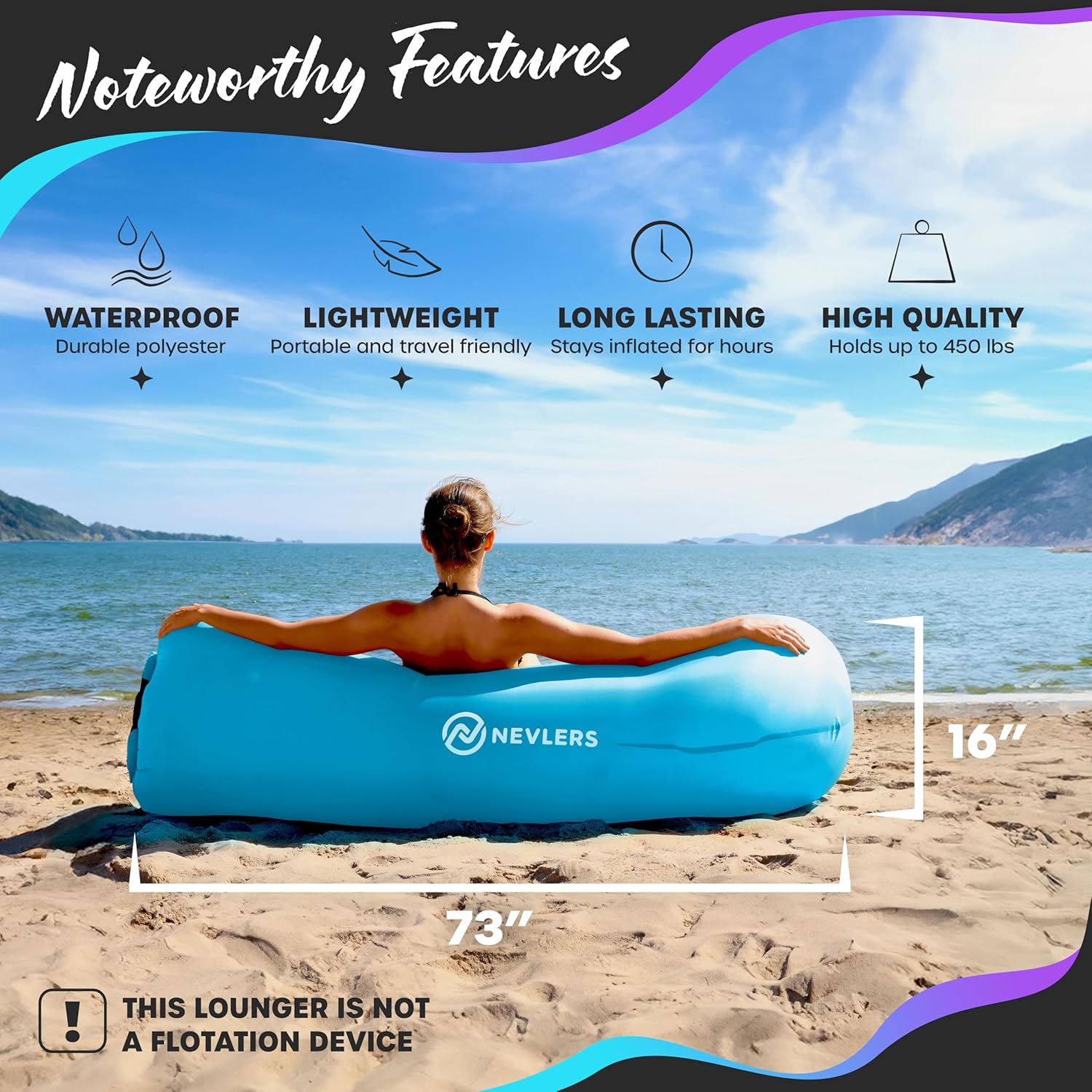 Portable Inflatable Lounger Sofa with Light Blue Jamaica Ubuy