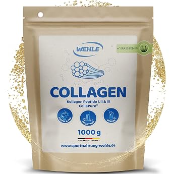 Collagen Powder 1 kg &ndash; Collagen Hydrolysate Peptides Type I, II &amp; III &ndash; Flavorless Protein Powder &ndash; Made in Germany &ndash; Wehle S