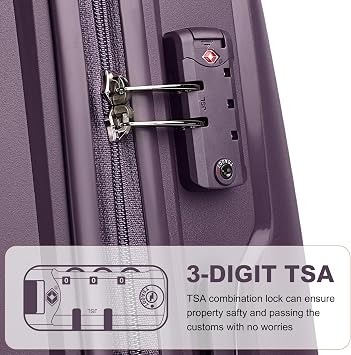 British Traveller Suitcase Set of 3 Large Suitcase Lightweight Checked in Suitcase with 4 Spinner Wheels TSA Lock 20 24 28