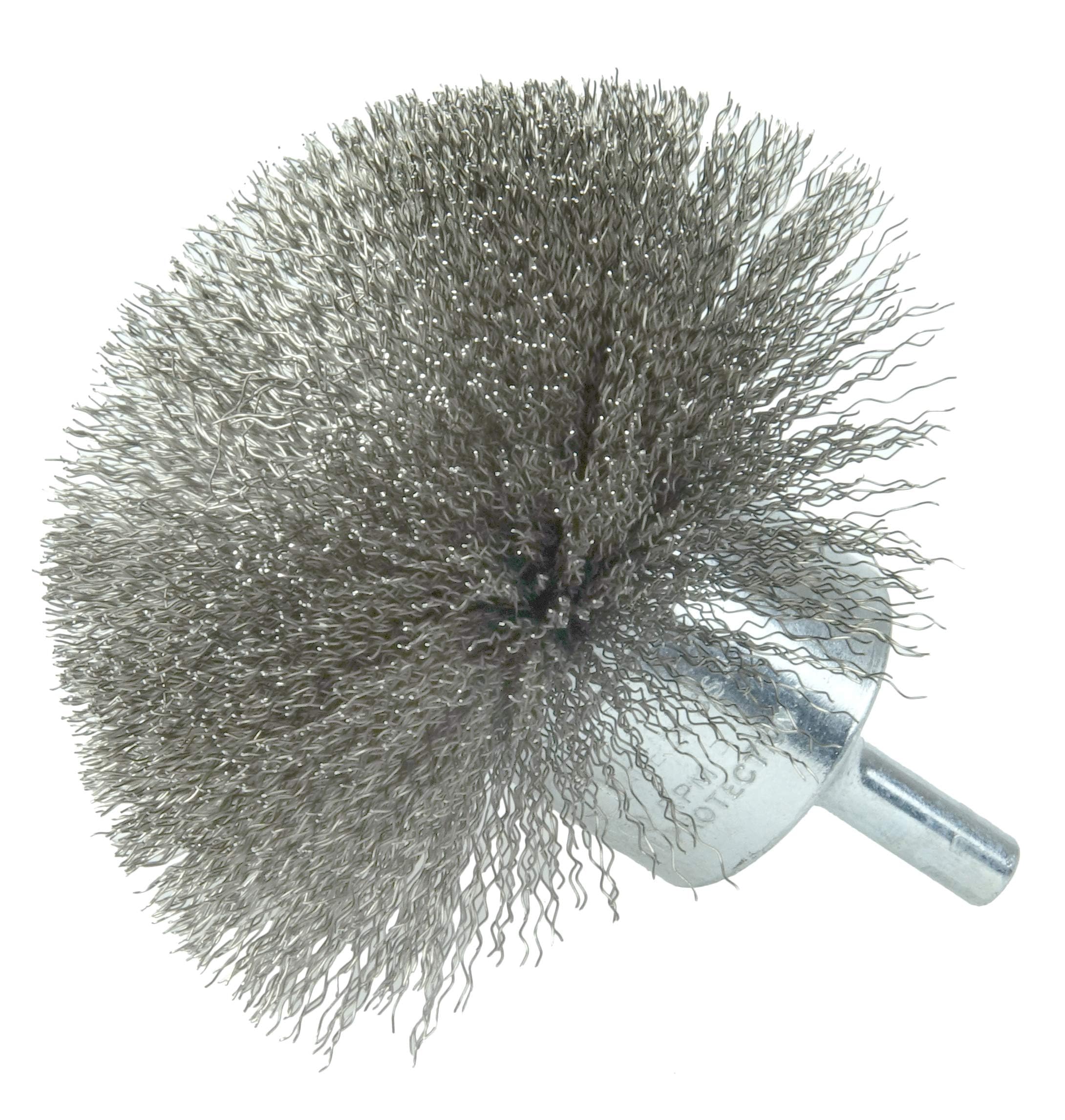 Weiler 10047 Cepillo circular acampanado con extremo de alambre, 1-1/2 pulgadas, 0.20 pulgadas, relleno de acero inoxidable, 3", 1