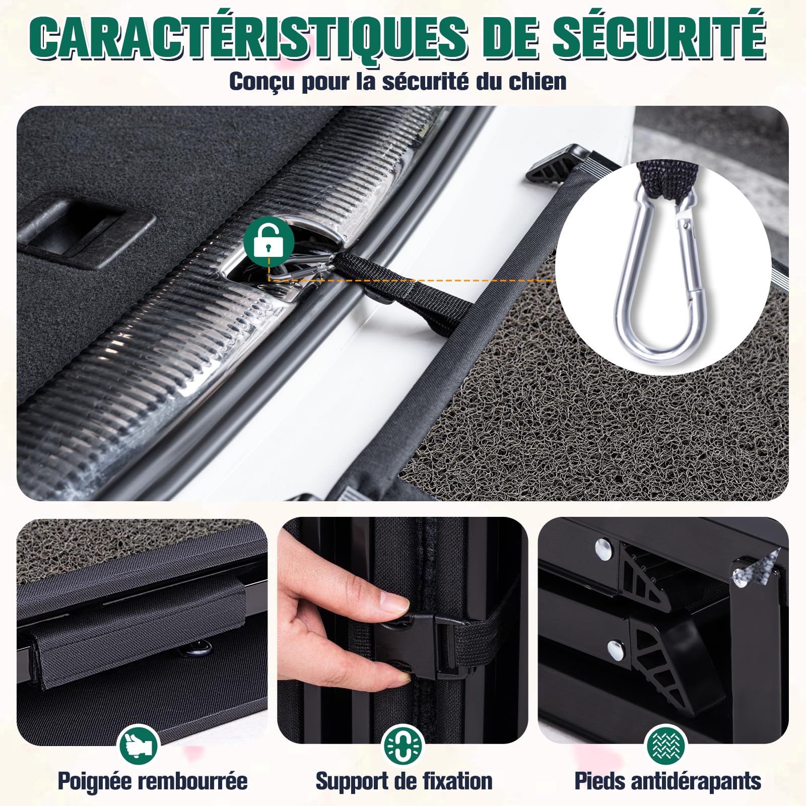 Rampe pour Chien Voiture Pliable Extra Longue 175cm, Rampes D'Accès Voiture pour Chien avec Surface Antidérapante, Échelle De Voiture Pliante Escalier pour Grands Chiens, Supporter Un Poids De 115kg
