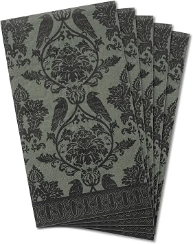 Karma, 20-Count 3-Ply Dinner Size Paper Napkins, Decorative Guest Paper Napkins for Party Picnic, Dinner, Baby Shower, Bridal Shower, Damask Crow