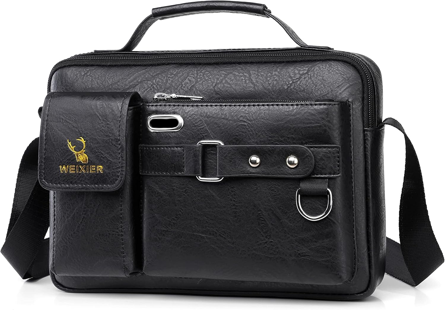 11" Small PU Leather Messenger Bag Shoulder Bag Cross Body Handbag Vintage Crossbody Bag for Women & Men Satchel Man Purse