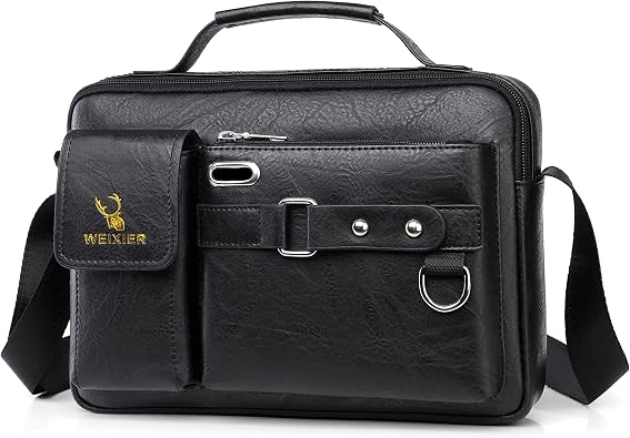 11" Small PU Leather Messenger Bag Shoulder Bag Cross Body Handbag Vintage Crossbody Bag for Women & Men Satchel Man Purse