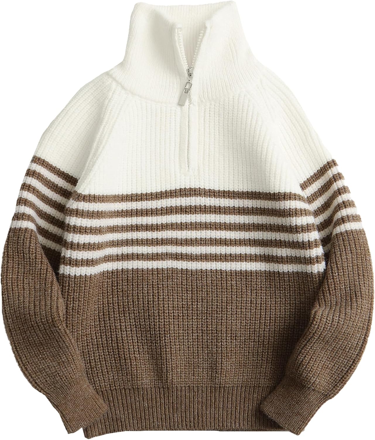 Happy Cherry Boys Knitted Sweater Half Zip Casual Pullover Long Sleeve Turtleneck for Kids Fall Winter Jumper