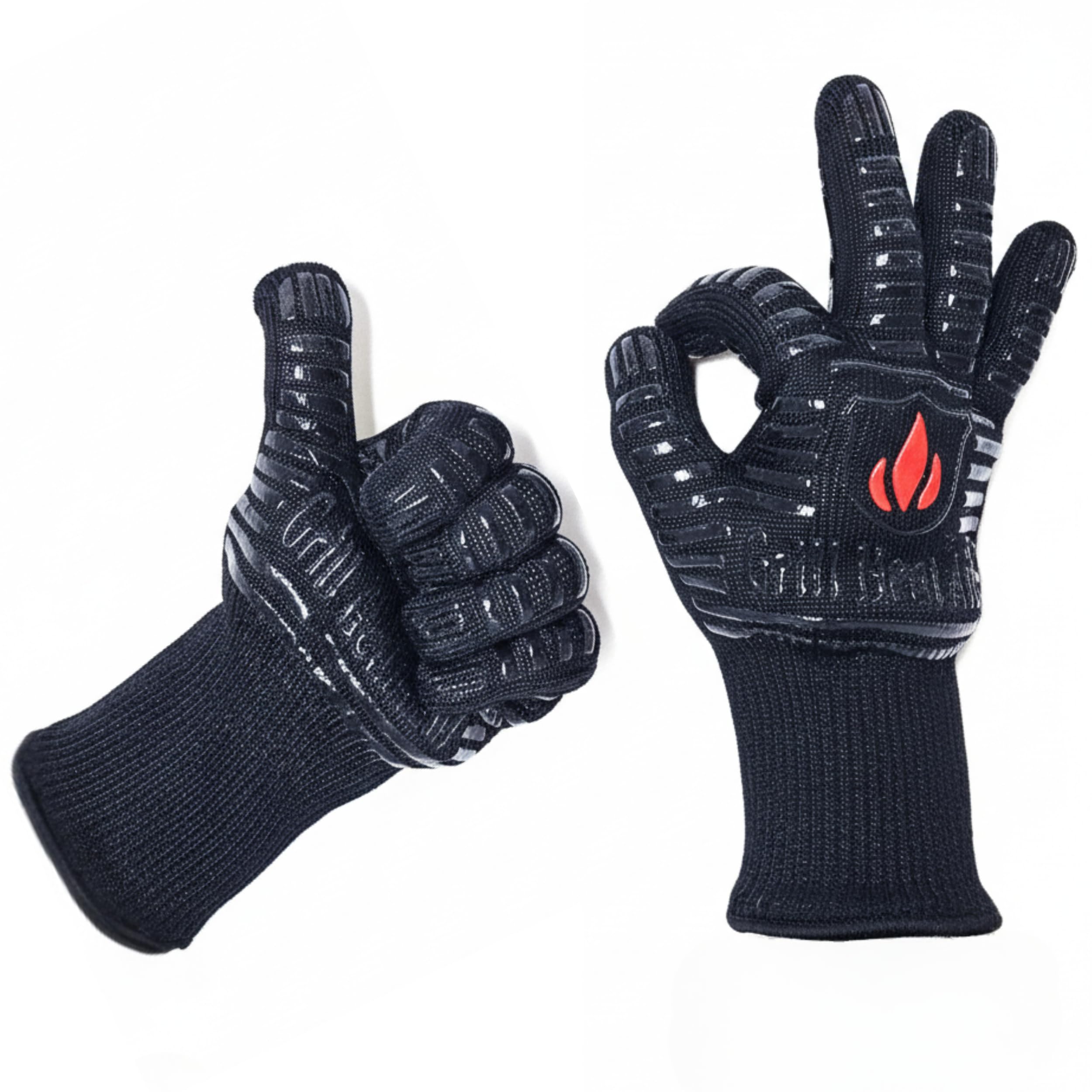 Extreme Heat Resistant BBQ Gloves - 1472°F Grill Gloves Heat Proof for Men EN407 Certified Fireproof Grilling Gloves for Fire Pit & Smoker, High Temp Grill Mitts for Outdoor Pizza Oven