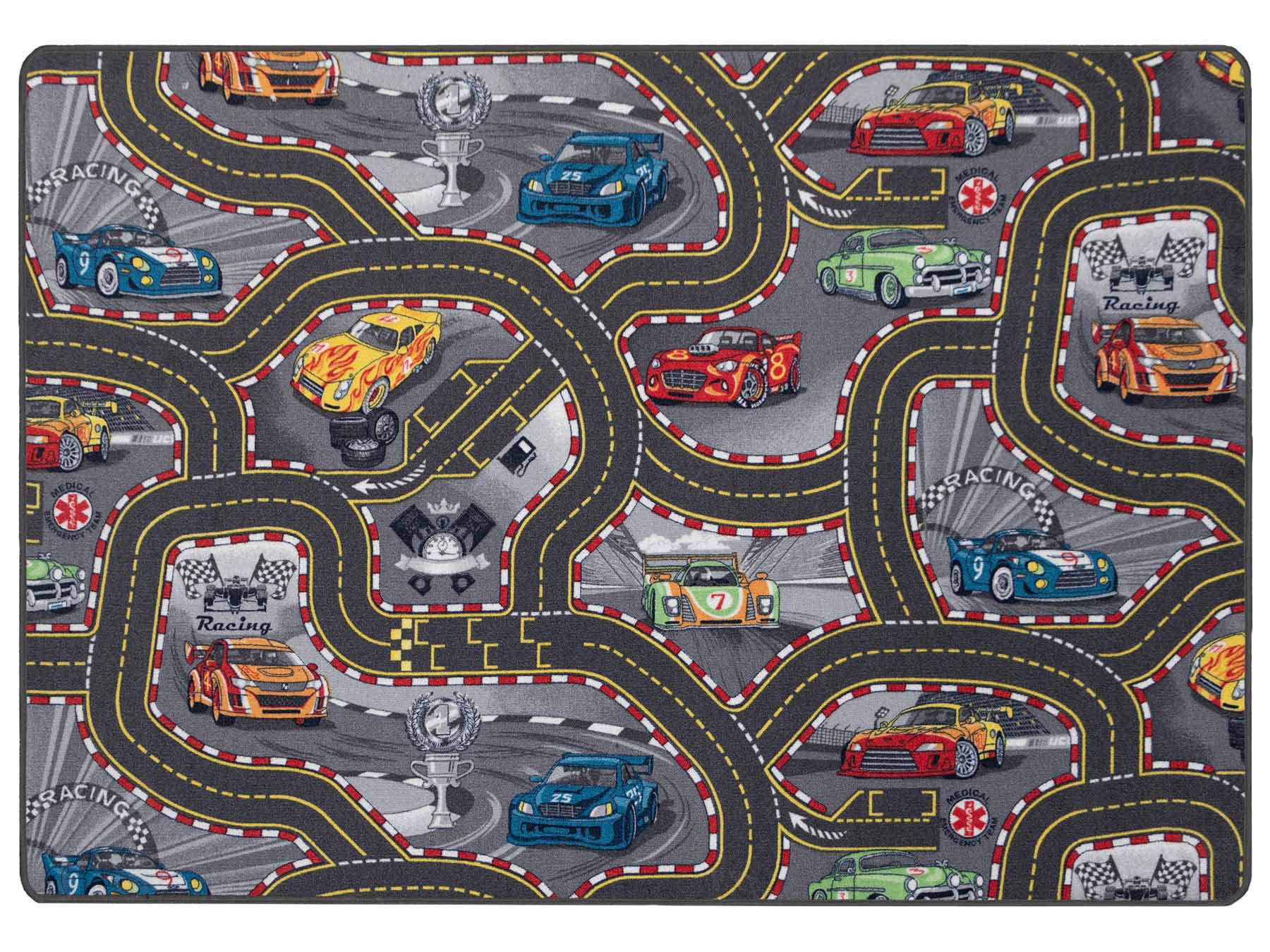 Primaflor Kinderteppich Cars 140x200 cm | Interaktiver Teppich mit Straßendesign, Made in Europe | Ideal für Jungen & Mädchen im Kinderzimmer
