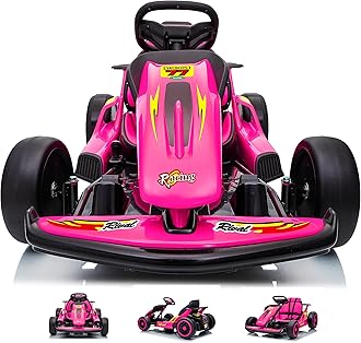 24V Electric Go Kart for Kids, Drift Kart with 400W Motors, EVA Tires, Max Speed 8.1 MPH, Music, Wireless, Electric Drifting Cart Outdoor Ride on Toy for Kids Ages 6+ (Rose Red)