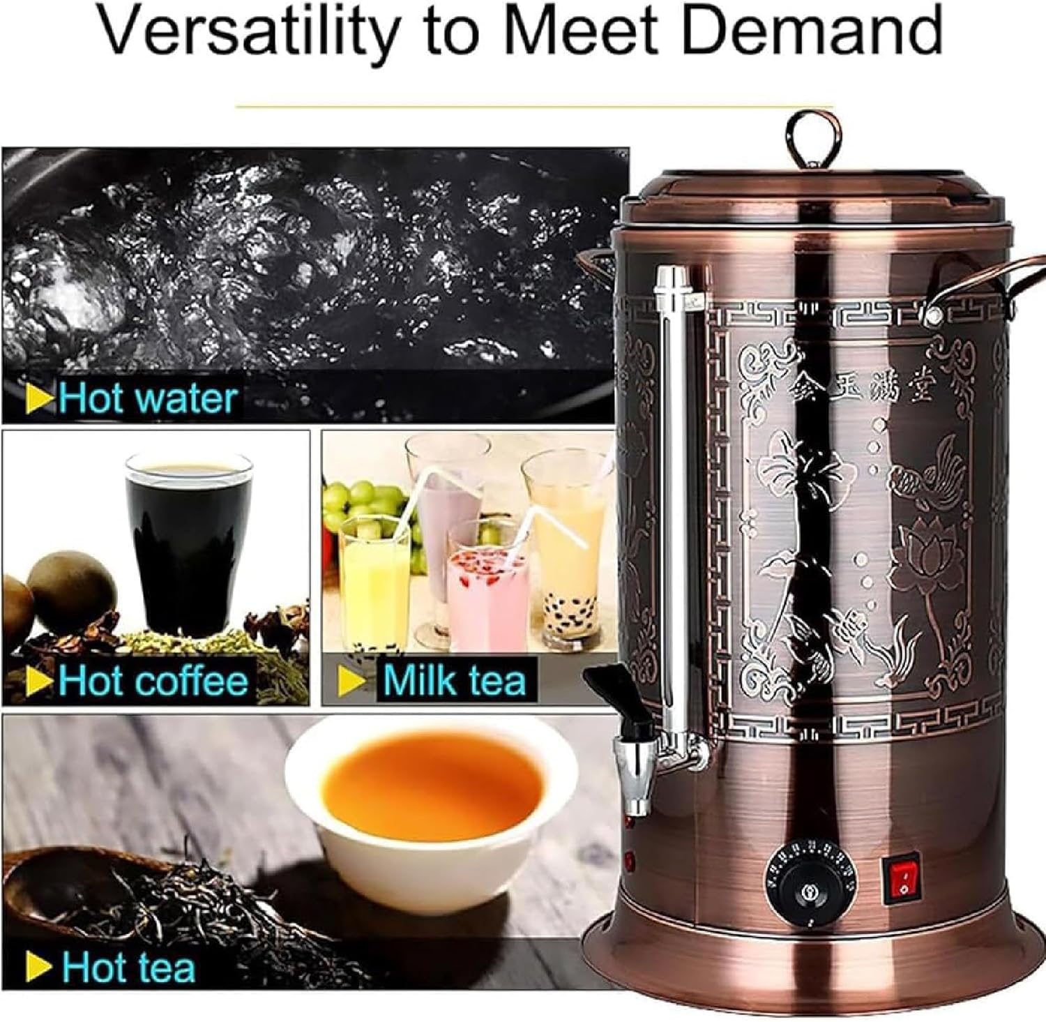 Hot Water Dispenser, Instant Stainless Steel Boiler with Temperature Control 30-120℃, Electric Commercial Urn for Tea, Coffee & Milk