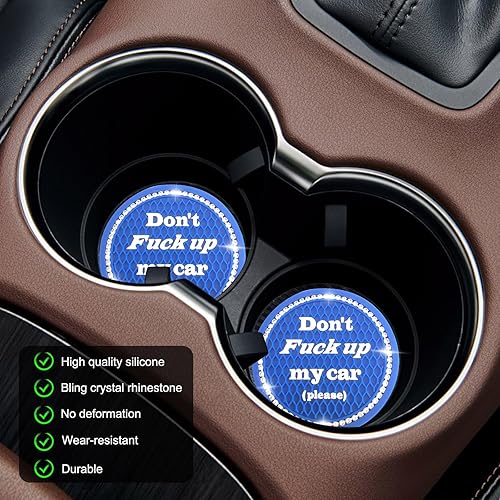 Miniatura 4 de 2 posavasos brillantes para automóvil, 2.75 pulgadas, antideslizante, para bebidas automáticas, con diamantes de imitación de cristal, para mujeres
