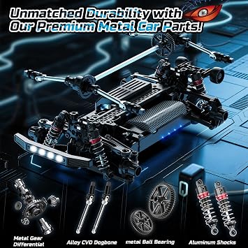 DEERC 9308E 1:16 All Terrain Fast RC Monster Truck 40 KPH RC Cars for Boys Age 8-12,4WD High Speed Dinosaur Truck,2.4Ghz Off-Road Remote Control Cars with 2 Batteries 2 car Shell, Toy Gift for Kids