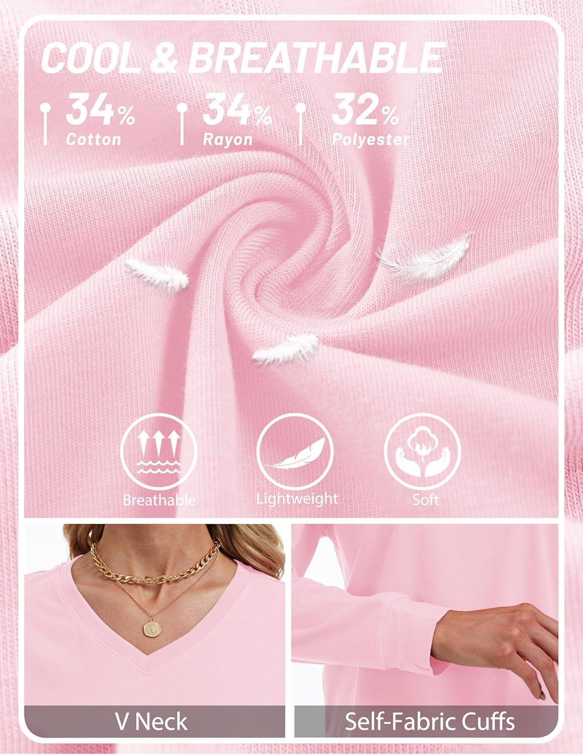 YUCOLEN Long Sleeve Crop Tops for Women Cotton V Neck T Shirts Loose Fit Cropped Basic Tees Soft Casual Fall Outfits - Image 6