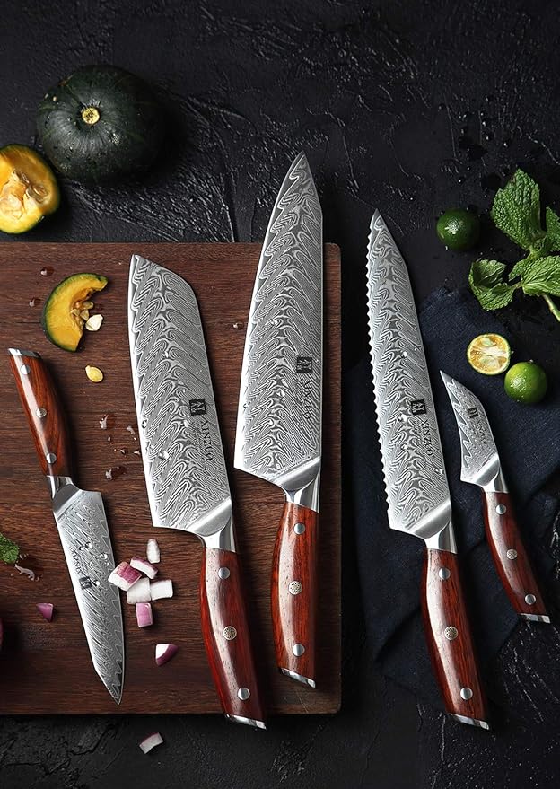 Set de 5 Cuchillos de Cocina con Base de Nogal miniatura 5