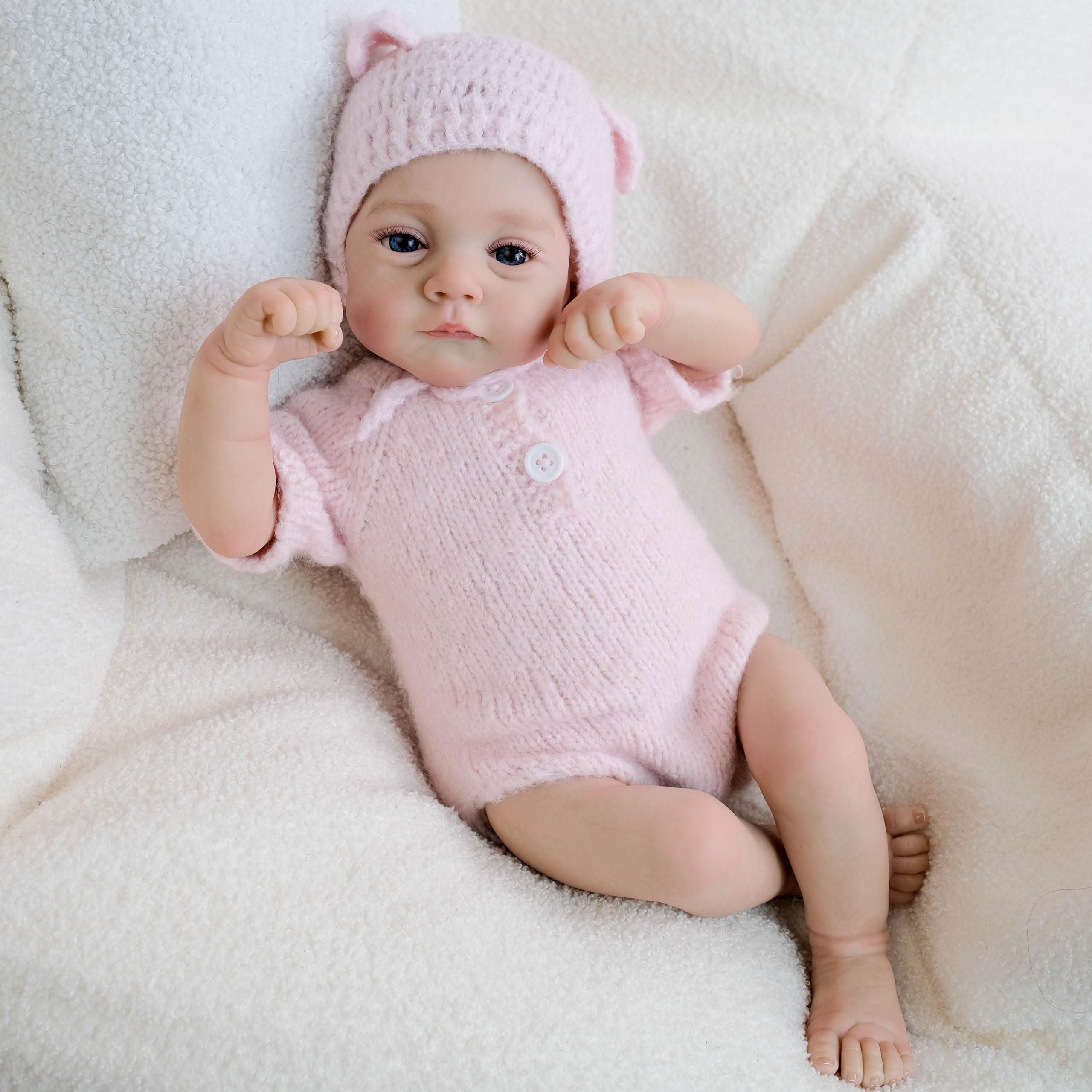 Miękki silikonowy realistyczny Reborn Baby Dolls Cloth Body 45 cm Winyl Realistyczne lalki noworodka różowy kombinezon, który wygląda prawdziwie śpiące dziecko, ważona lalka Reborn zabawka dla