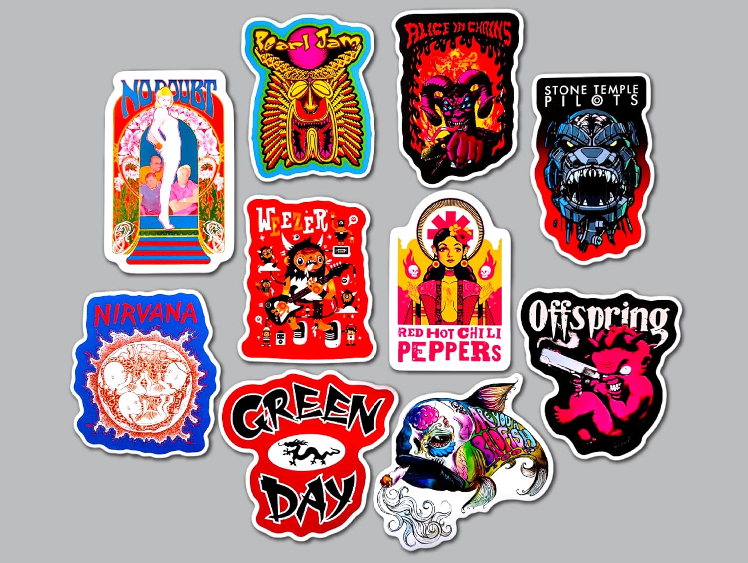 90's Alternative Rock Band Sticker Pack (10 Stickers) Set 18 Grunge alt Punk pop Rock Vinyl Decal Waterproof Laptop Collectible Album Art Expressive subculture Nostalgic 1990s Retro Music Fan Gift