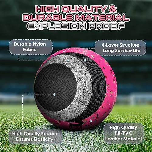 Miniatura 3 de Balón de fútbol rosa, pelota de fútbol oficial, talla 5, entrenamiento deportivo al aire libre, fútbol, recreación, regalo, para adultos, equipo