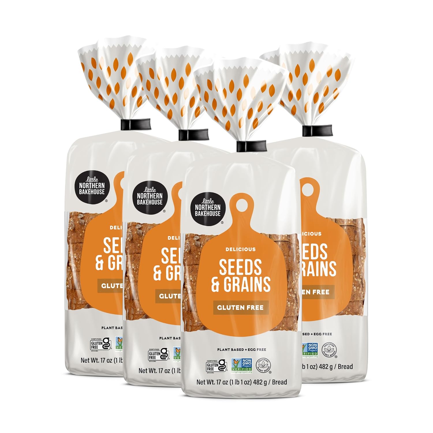 Little Northern Bakehouse Seeds & Grains Gluten Free Bread, Non-GMO and Allergy-Friendly Sliced Bread (4 pack, 17 oz. each)