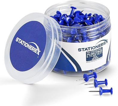 215 Push Pins for Bulletin Board Thumb Tacks for Wall Corkboard Map Calendar Photo -Home Office Craft Projects Heavy Duty Plastic Head Steel Pin Blue