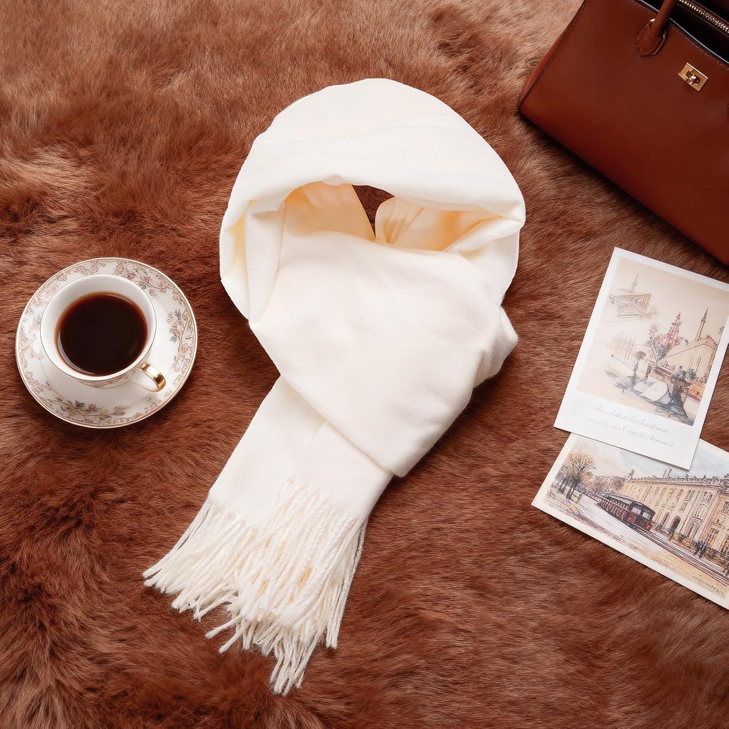 Fengek Dual-Use Scarf Scarf & Shawl for Women - Warm Winter Fleece Blend, Versatile Scarves for Cold Weather & Daily Wear - Image 4