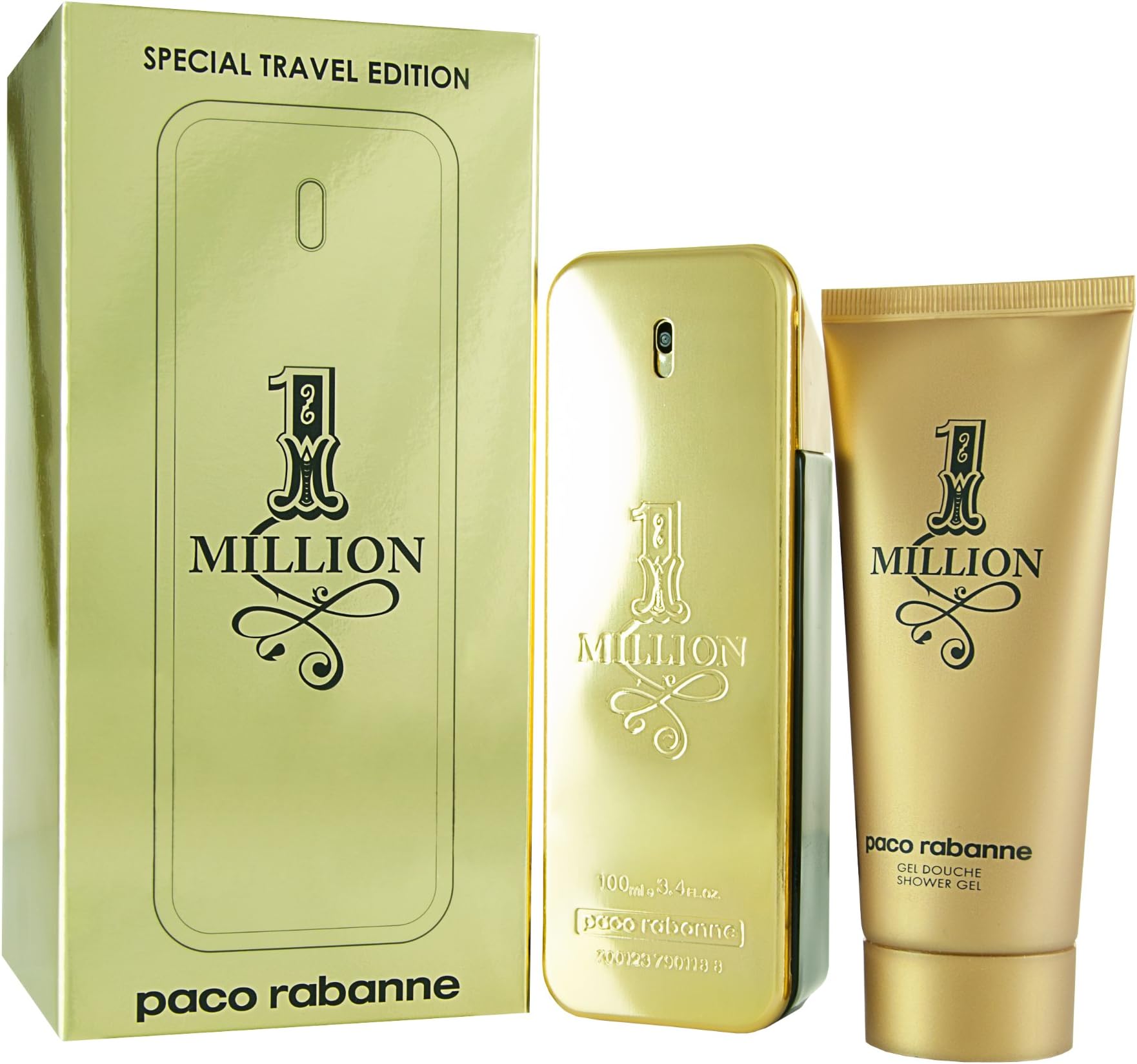 1 Million by Paco Rabanne for Men 2 Piece Set Includes: 3.4 oz Eau de Toilette Spray + 3.4 oz Shower Gel