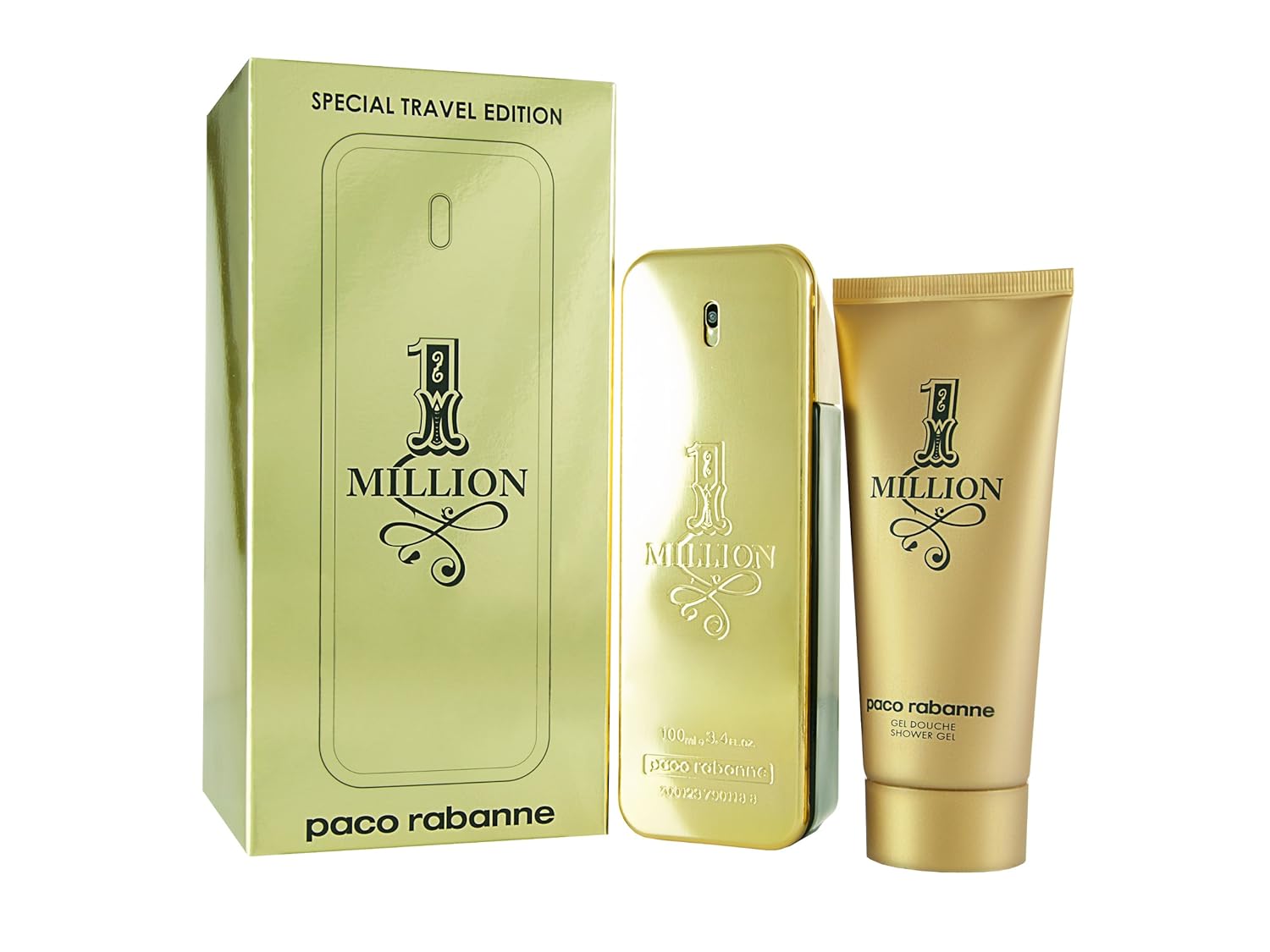 1 Million by Paco Rabanne for Men 2 Piece Set Includes: 3.4 oz Eau de Toilette Spray + 3.4 oz Shower Gel