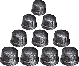 Supply Giant BMCP0012-10 Malleable Iron Pipe Cap, Threaded Fitting 150 Lb Application Black Pipe Caps 1/2" (Pack of 10)