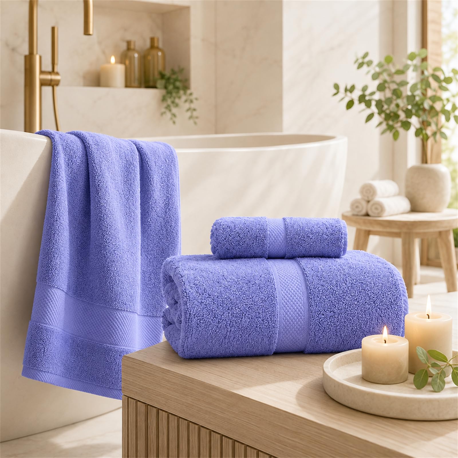 Juego de 3 toallas de baño de algodón de 800 g/m², color negro, talla única