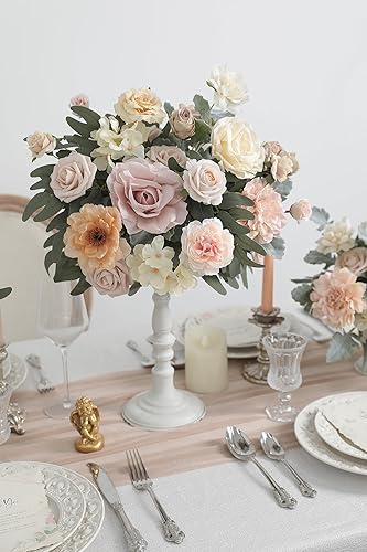 Miniatura 4 de JGRSHES Flores artificiales azules, rosas azules bebé, flores artificiales para ramos de novia, flores sintéticas, centros de mesa para decoración