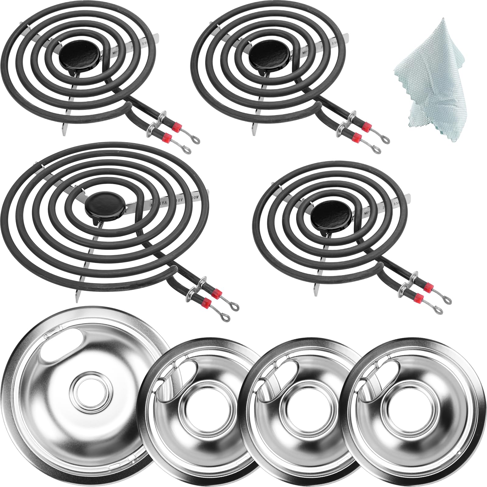 W10196405 (20.3 cm) W10196406 (15.2 cm) - Juego de quemadores eléctricos de goteo y quemador eléctrico MP22YA, compatible con Whirl-pool Ken-more Ama-na Range Horno/estufa