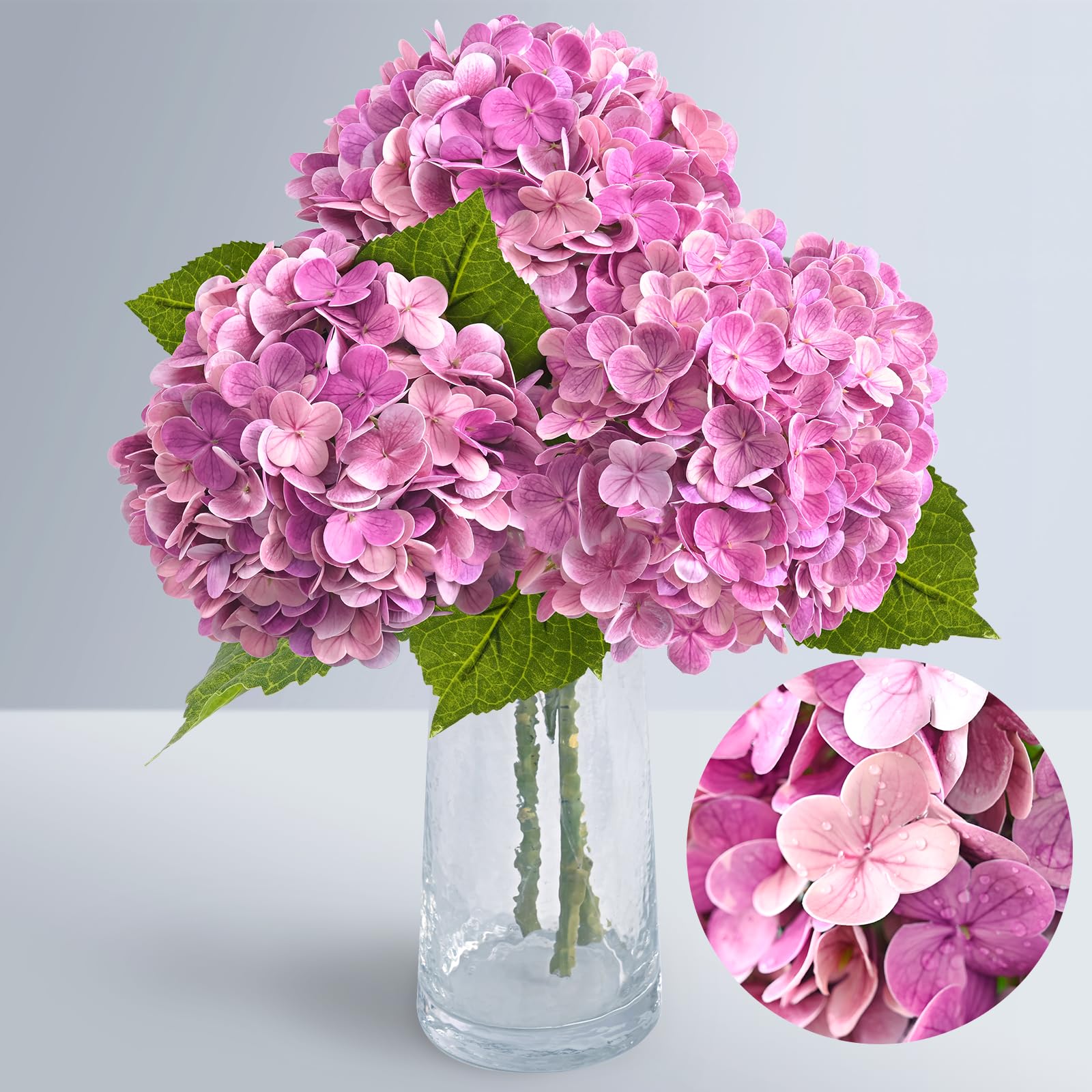 Waipfaru Rose Red Real Touch Latex Hydrangea 3 Pack