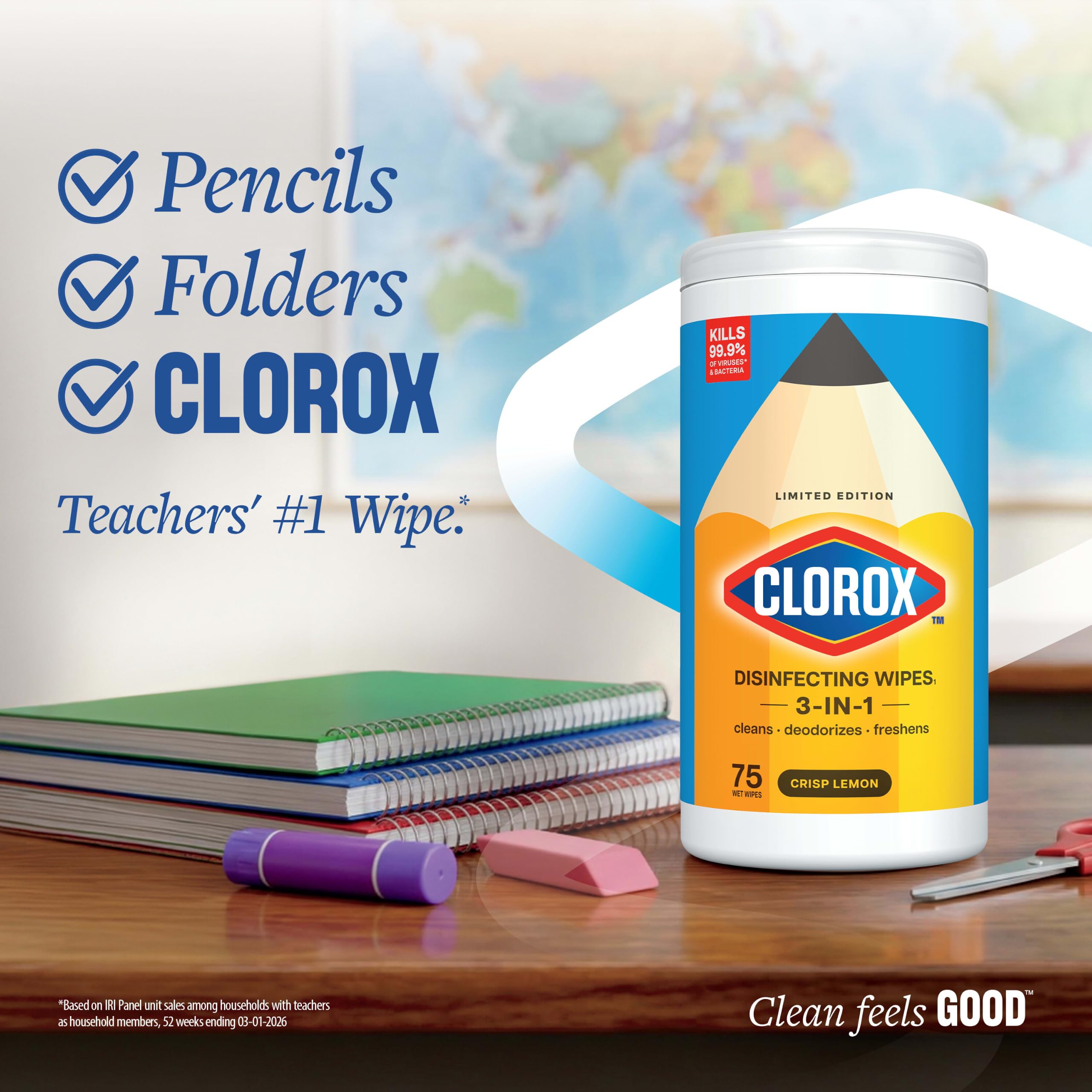 Clorox Disinfecting Wipes Back to School Bleach Free Fresh Scent 75 Count Pack May Vary product thumbnail 5
