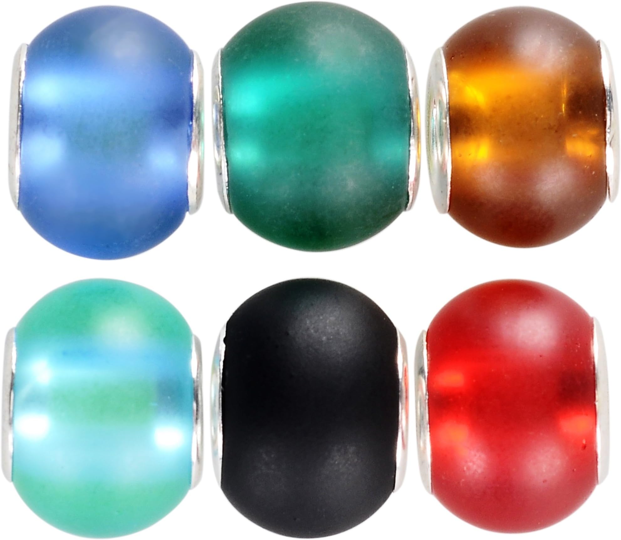 RUBYCA 100 Pcs Bulk Frosted Murano Glass Beads Fit European Charm Bracelet for DIY Jewelry Making