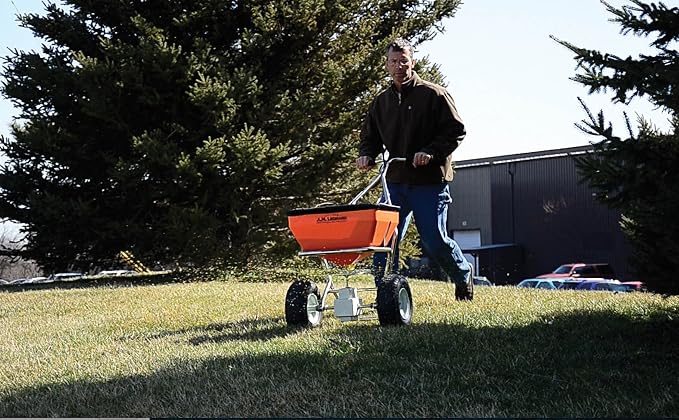 Distribuidor de fertilizante de 70 libras con marco acero inoxidable miniatura 3
