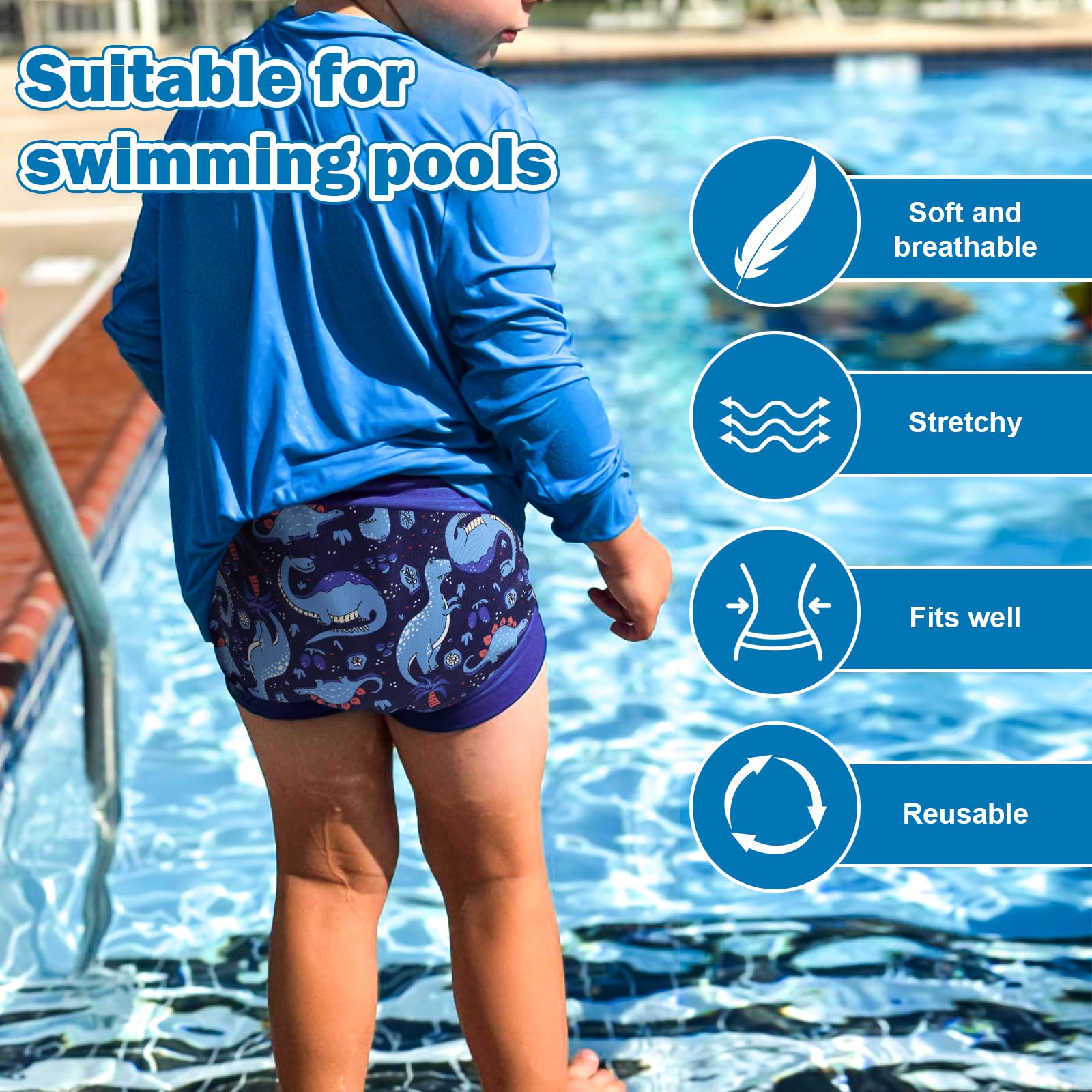 FLYISH DIRECT Baby Riutilizzabile Pannolino da Nuoto, L, 3 pcs