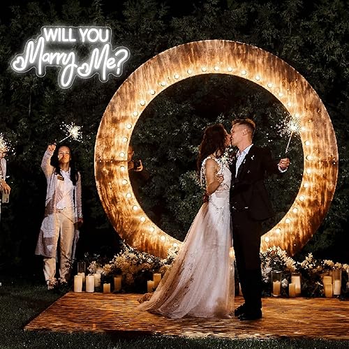 Miniatura 6 de Letrero de neón con texto en inglés Will You Marry Me (Will You Marry Me) con luces LED para compromiso, día de San Valentín, decoración de pared,