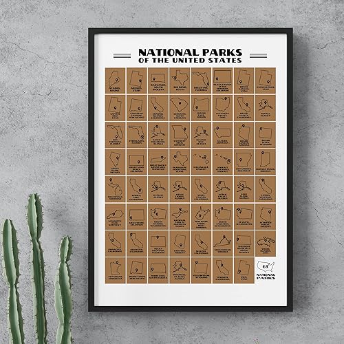 Miniatura 6 de Park People Póster para raspar de los Parques Nacionales de Estados Unidos con los 63 Parques Nacionales de Estados Unidos 24 x 17 pulgadas