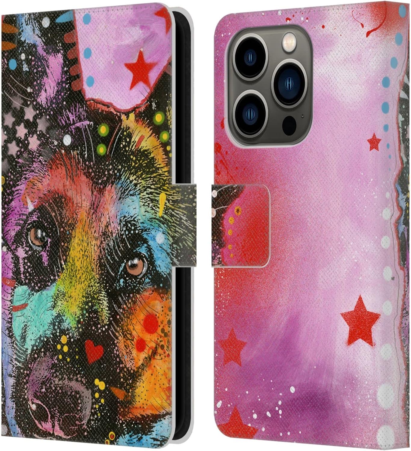Head Case Designs Officially Licensed Dean Russo Yorkie Dogs Leather Wallet Case Compatible with Apple iPhone 14 Pro