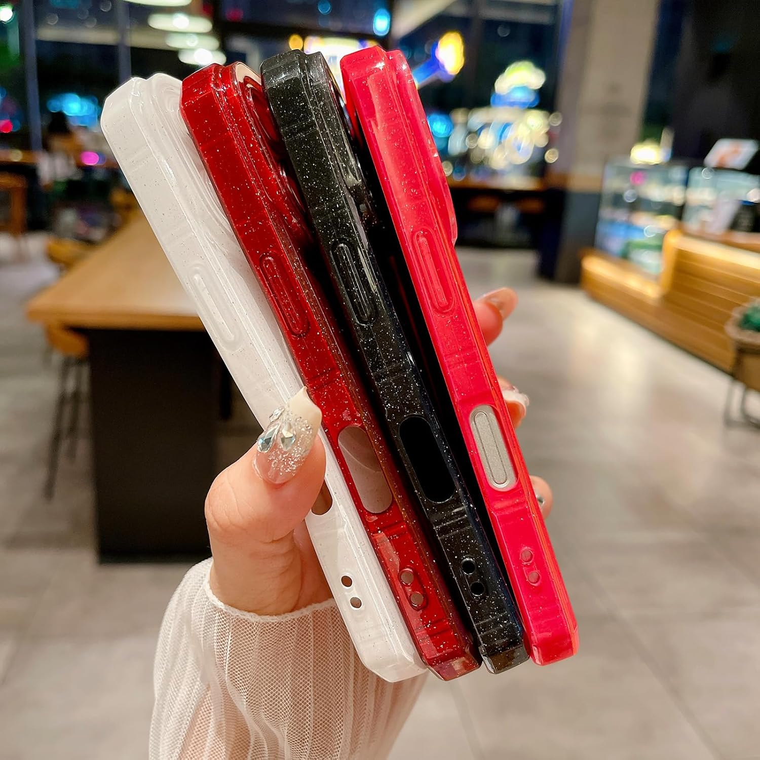 Magnetic Case for iPhone 16 Pro Max 6.9", Red Glitter Luxury Slim Shine Edge Silicone Shockproof Phone Case for Women Girls (Magsafe Compatible) (Red) - Image 8