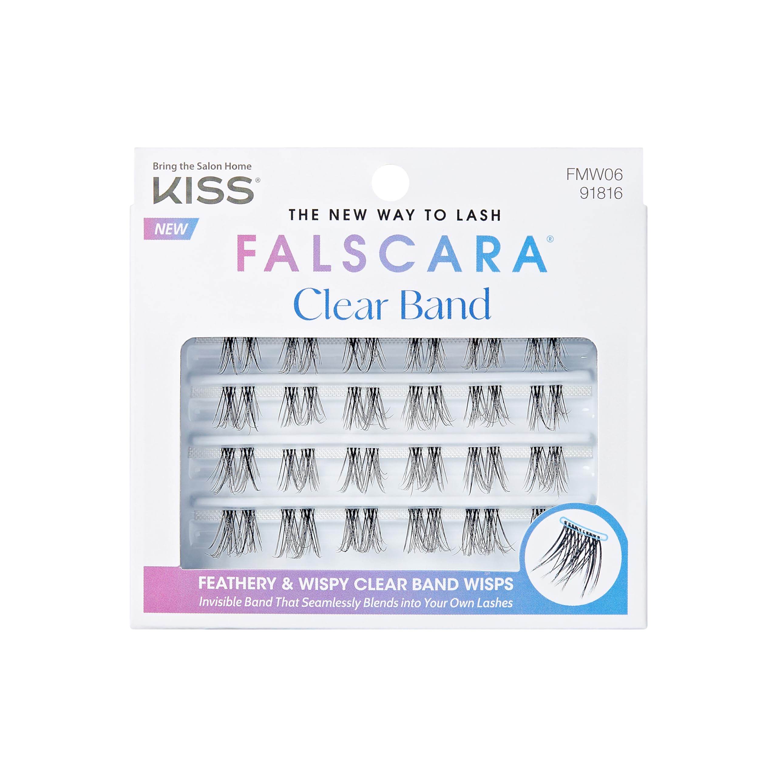 FALSCARA KISS Multipack, False Eyelashes, Lash Clusters, Faux Mink Wisps', 12mm-14mm-16mm, Includes 24 Wisps, Contact Lens Friendly, Easy to Apply, Reusable Strip Lashes